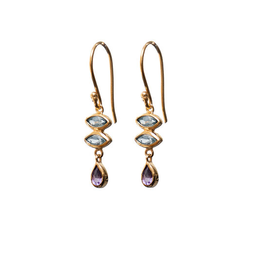 Topaz and amethyst hook earrings by Mirabelle